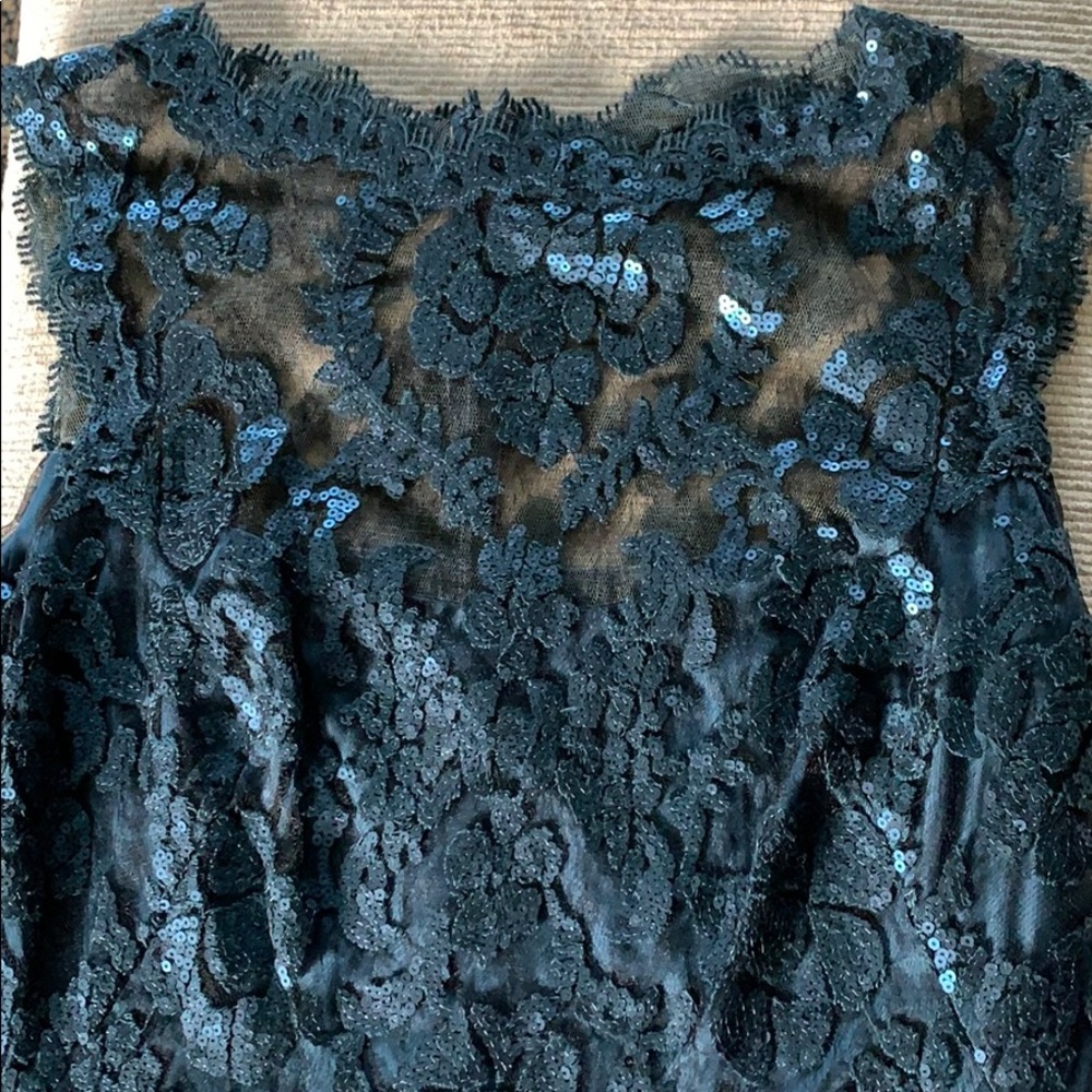 Peacock Sequined Tadashi Shoji Midi Dress Size 10